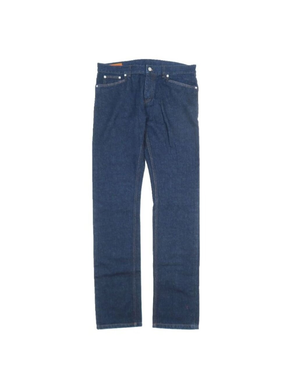 Hermes Logo Leather Patch Sellier Buttons Selvedge Straight Denim Pants Jeans